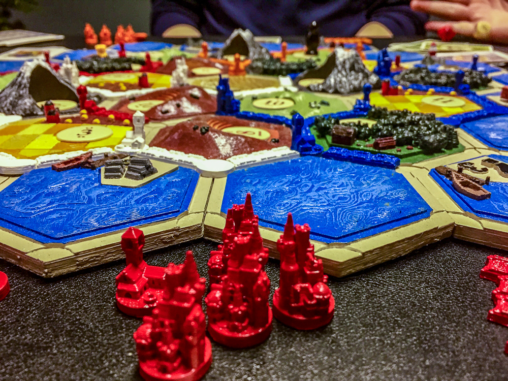3D-Printed Settlers of Catan close up
