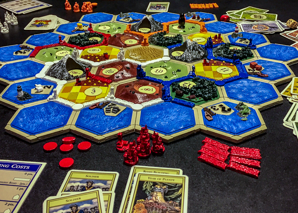 3D-Printed Settlers of Catan game board from above