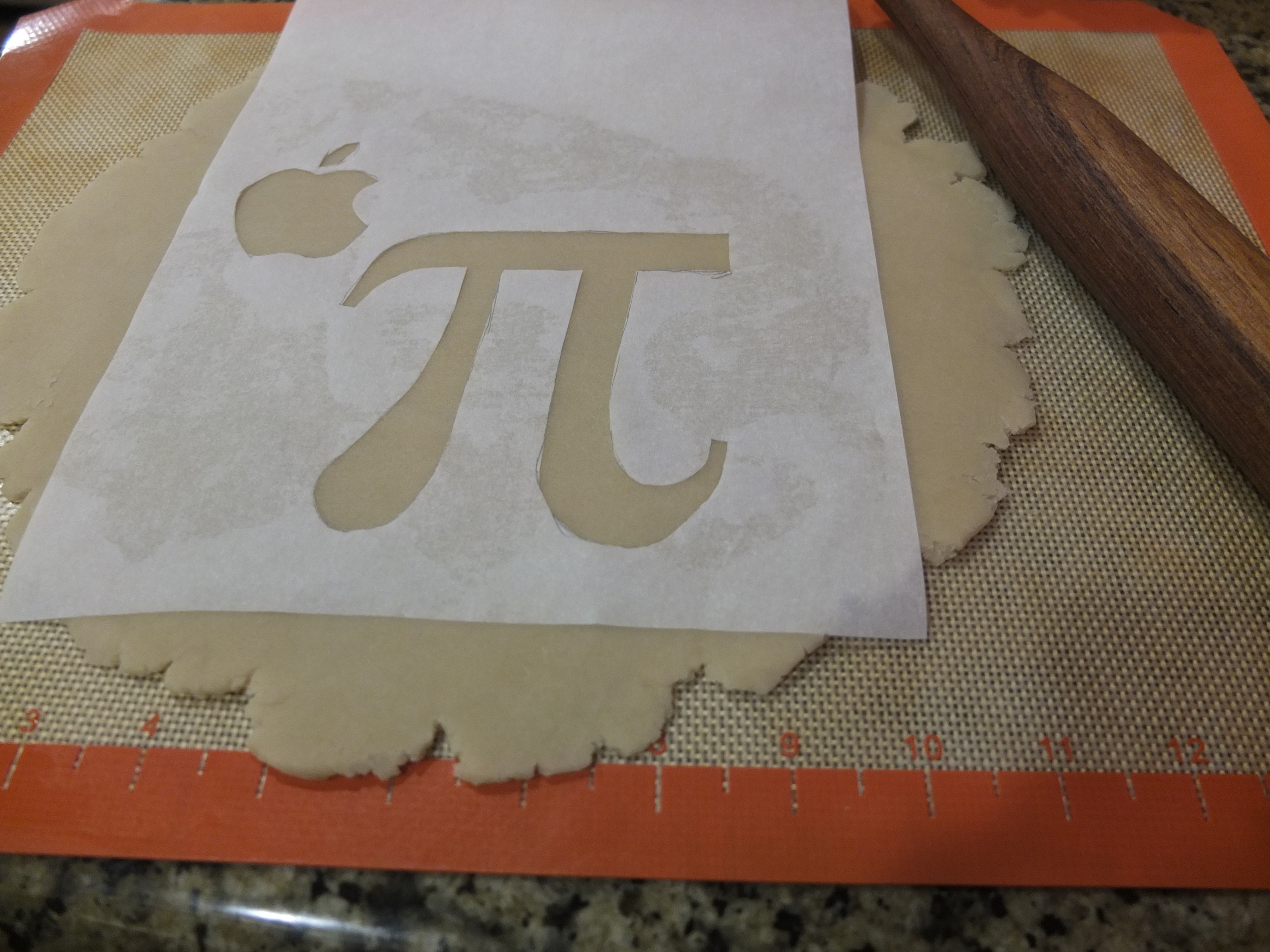 Cut out Apple Pi stencil for Apple Pie