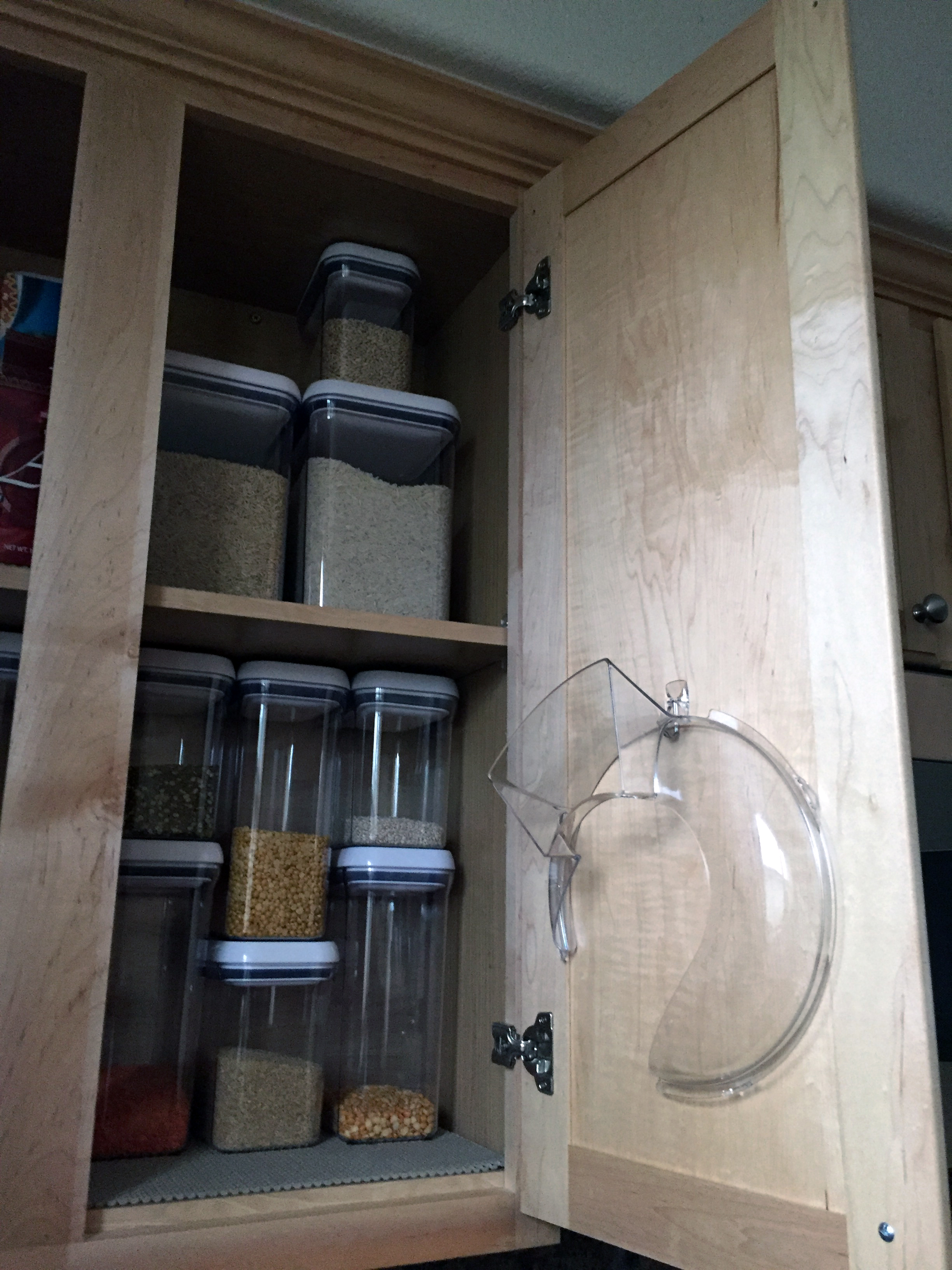 KitchenAid Accessory Organization on inside of cabinet with splash cover accessory