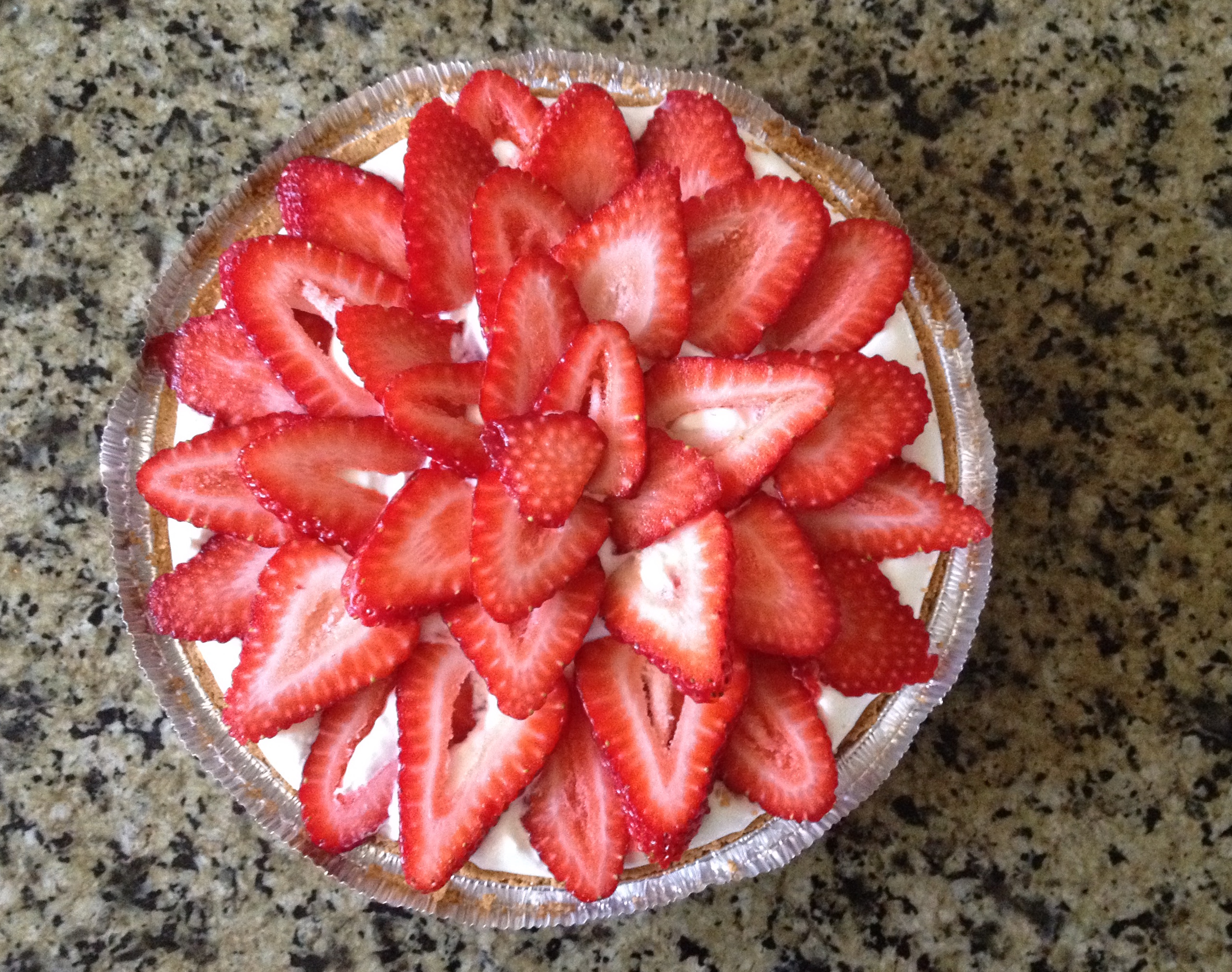 Finished Strawberry Frozen Yogurt Pie from above