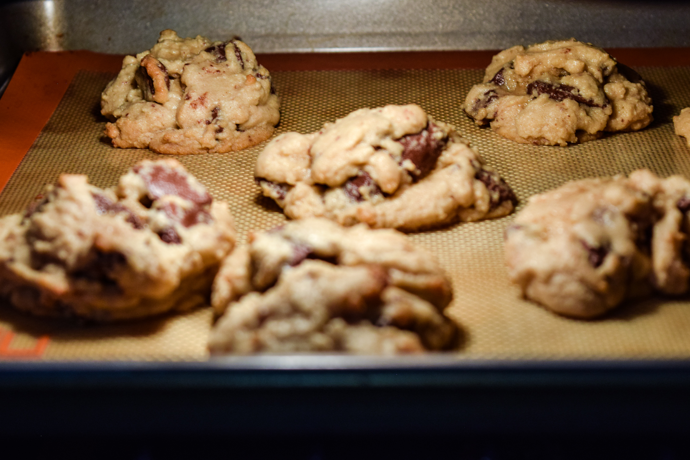 Cookies baking in oven