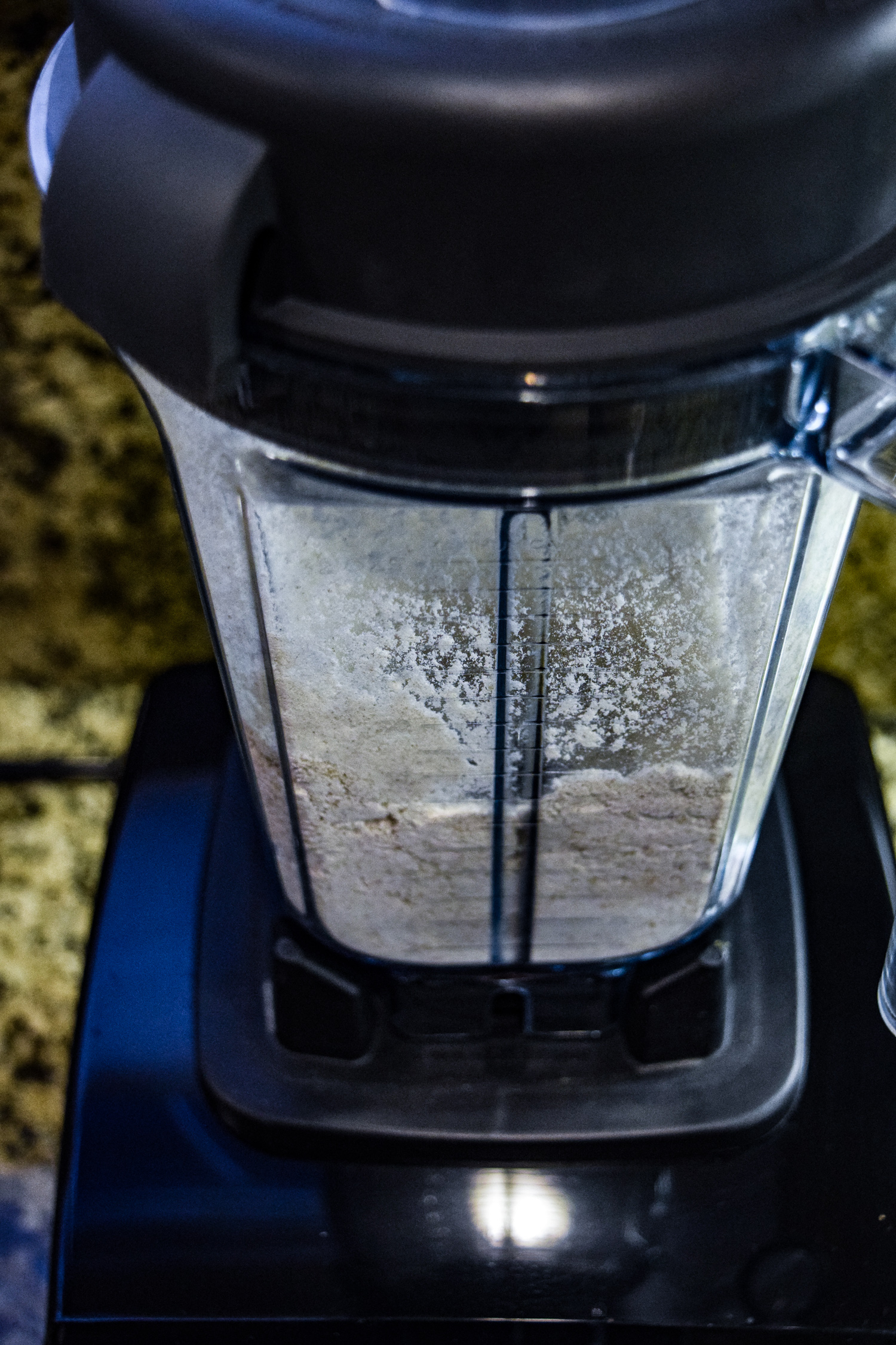 Flour in Vitamix dry grains container vertical
