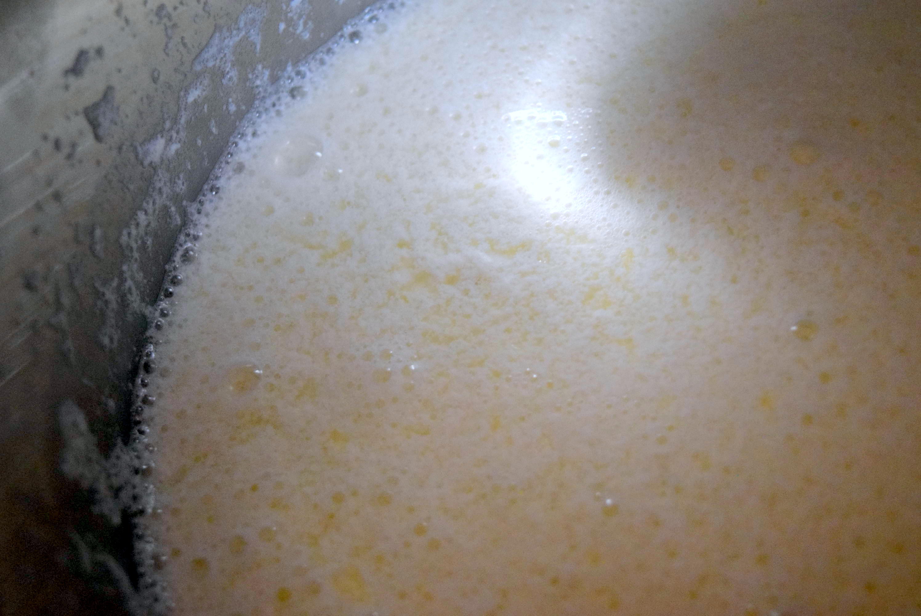 Curdled milk for Homemade Instant Pot Ricotta Cheese up close