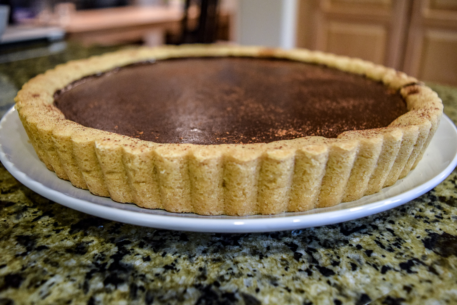 Finished Spicy Mexican Hot-Chocolate Ganache Tart from side