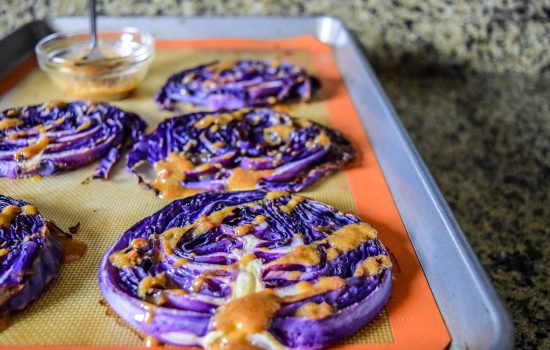 Chili Miso Red Cabbage Steaks (Vegan)